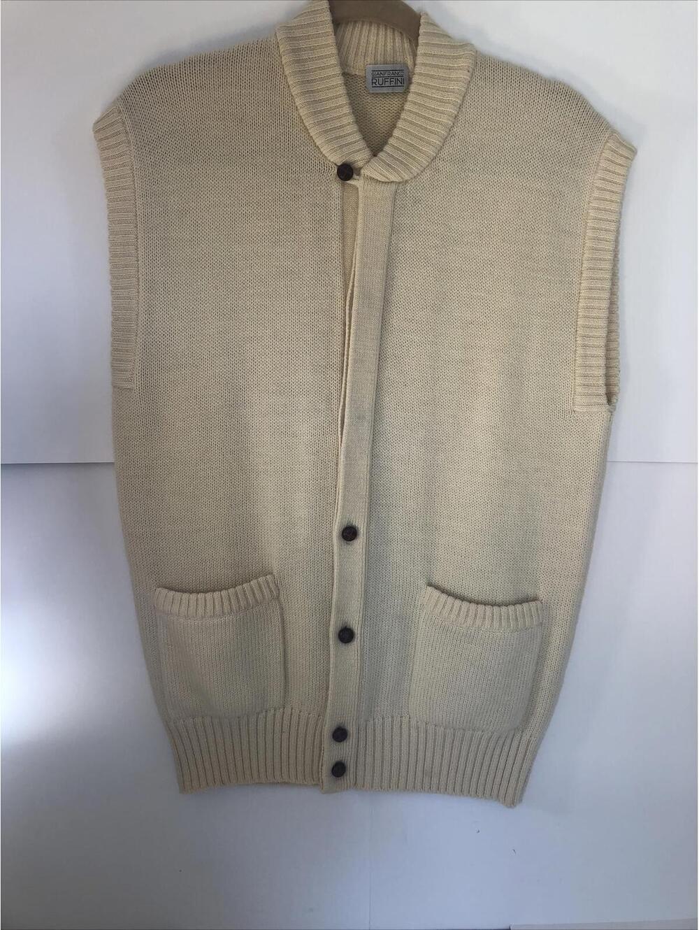 Gianfranco Ruffini Wool Sweater Vest Ivory Large